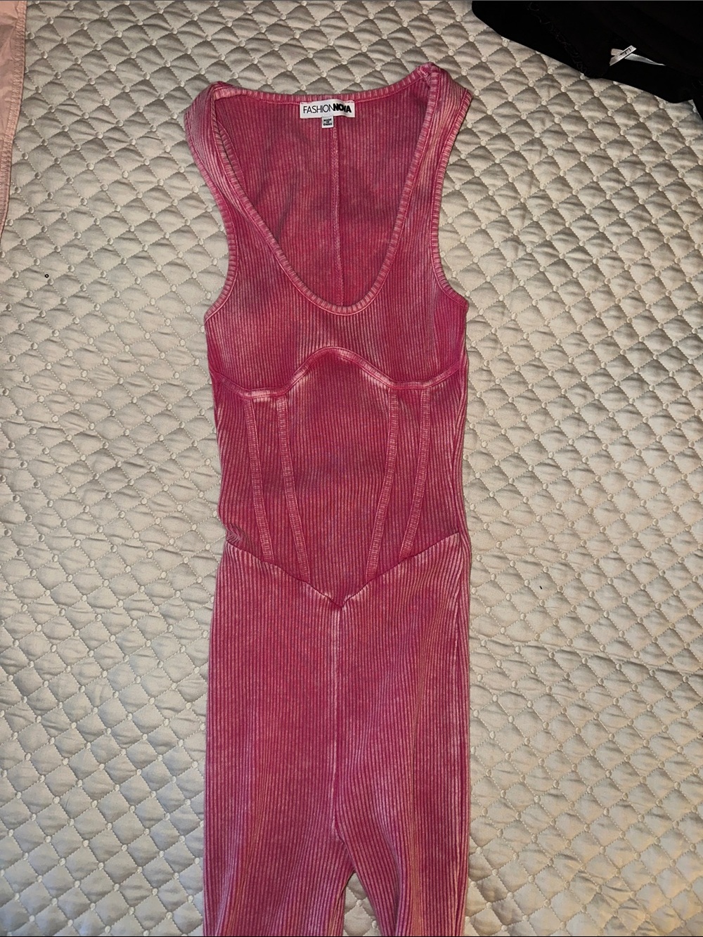 Fashion Nova Rose Pink Ribbed Jumpsuit Straight leg